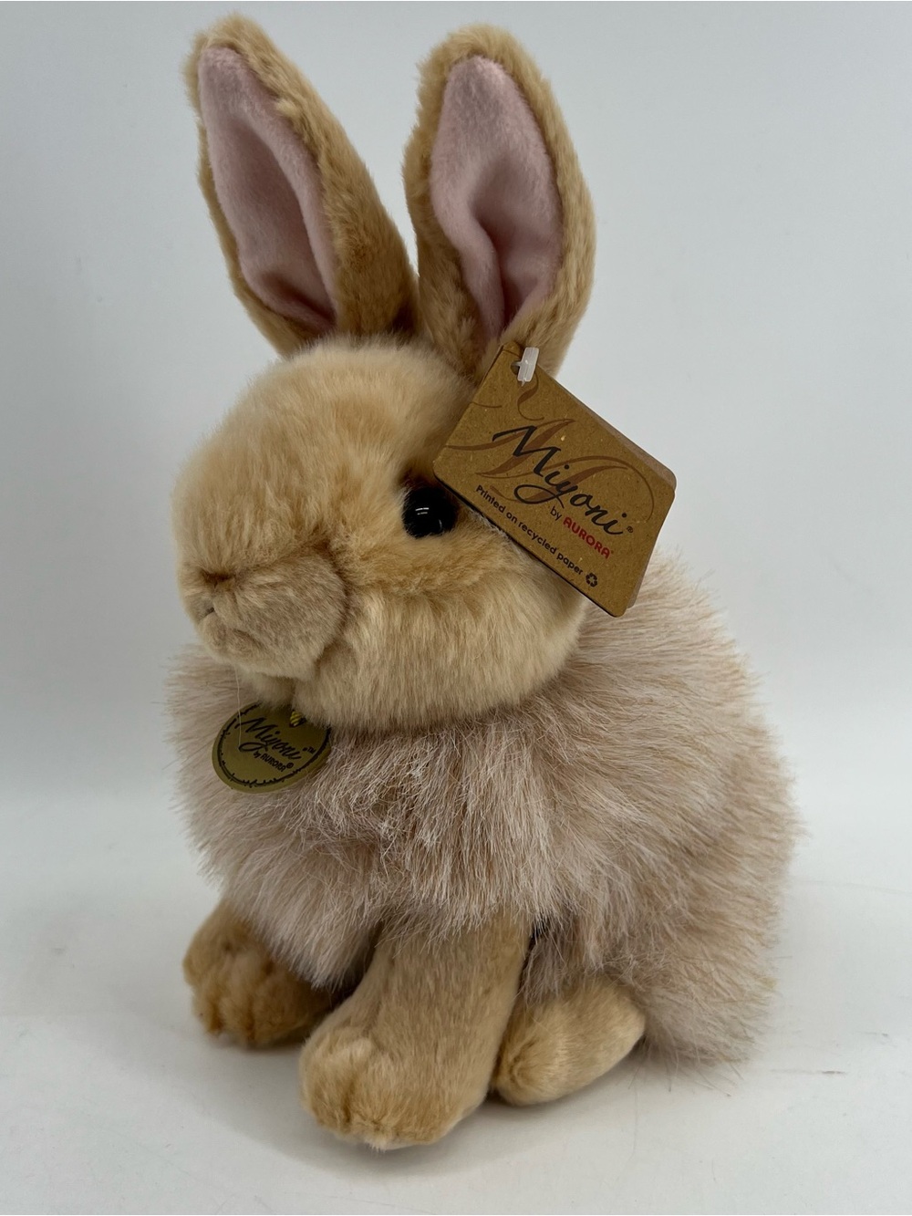 Miyoni Aurora Bunny Tan Angora Rabbit Plush Stuffed Animal Soft 10” Realistic